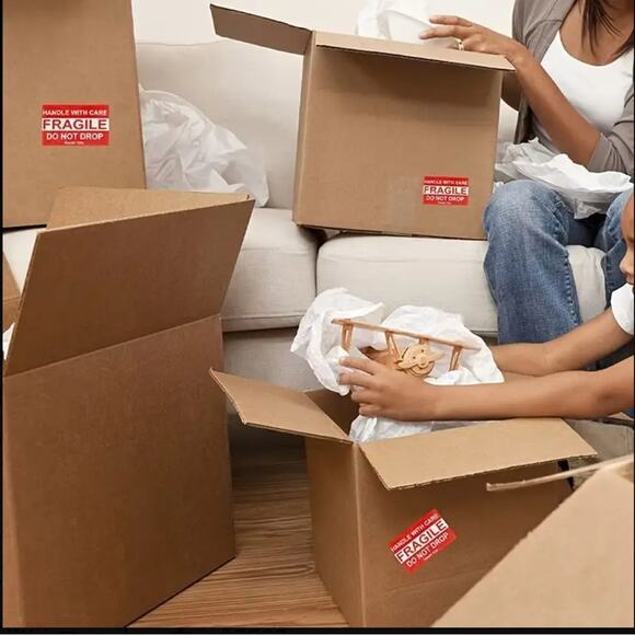 500 Stickers/1 Roll Red Caution Stickers Fragile Warning Labels for Boxing 📦 ⛔️ - Picture 3 of 3